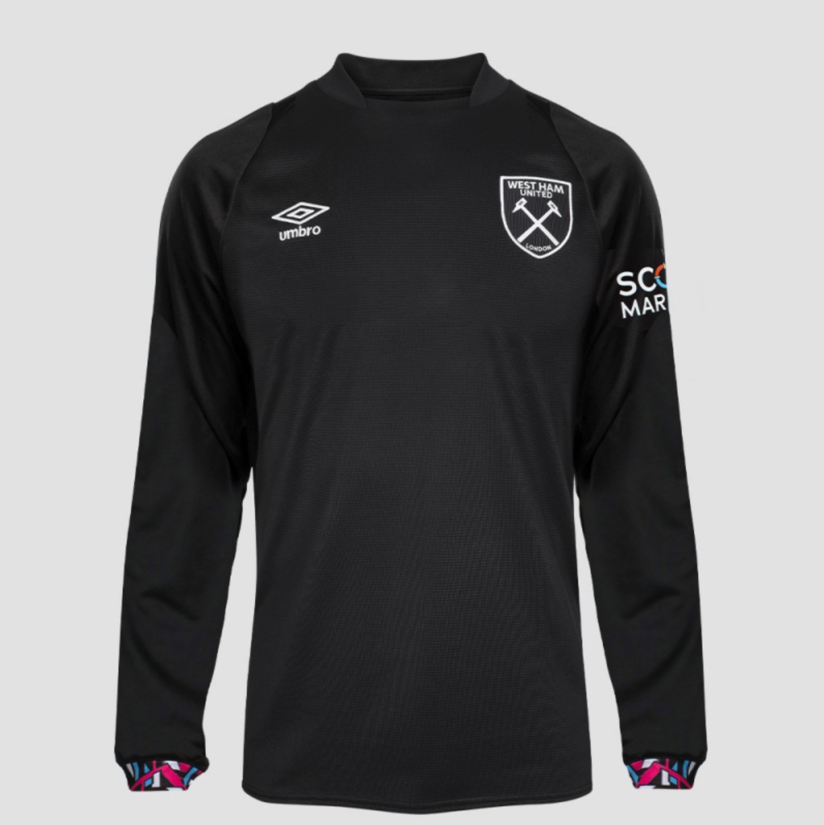 Black Umbro Football West Ham Utd 22/23 Away Jersey LS Junior Jersey | CA-80068