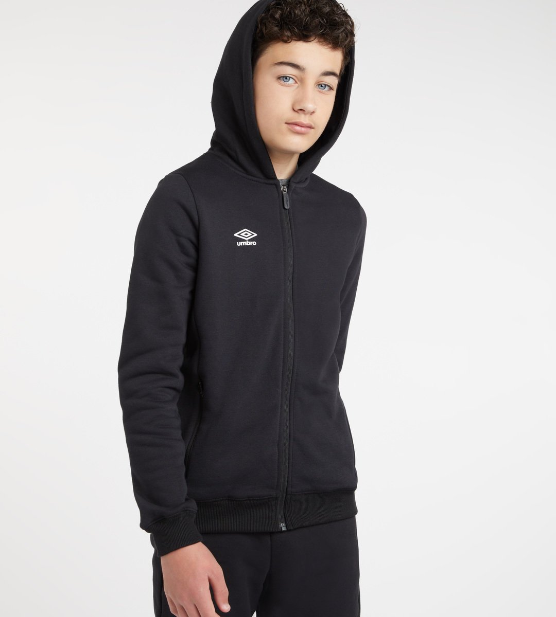 Black / White Kids' Umbro Club Leisure ZT Hoodie Junior Hoodies | CA-51836