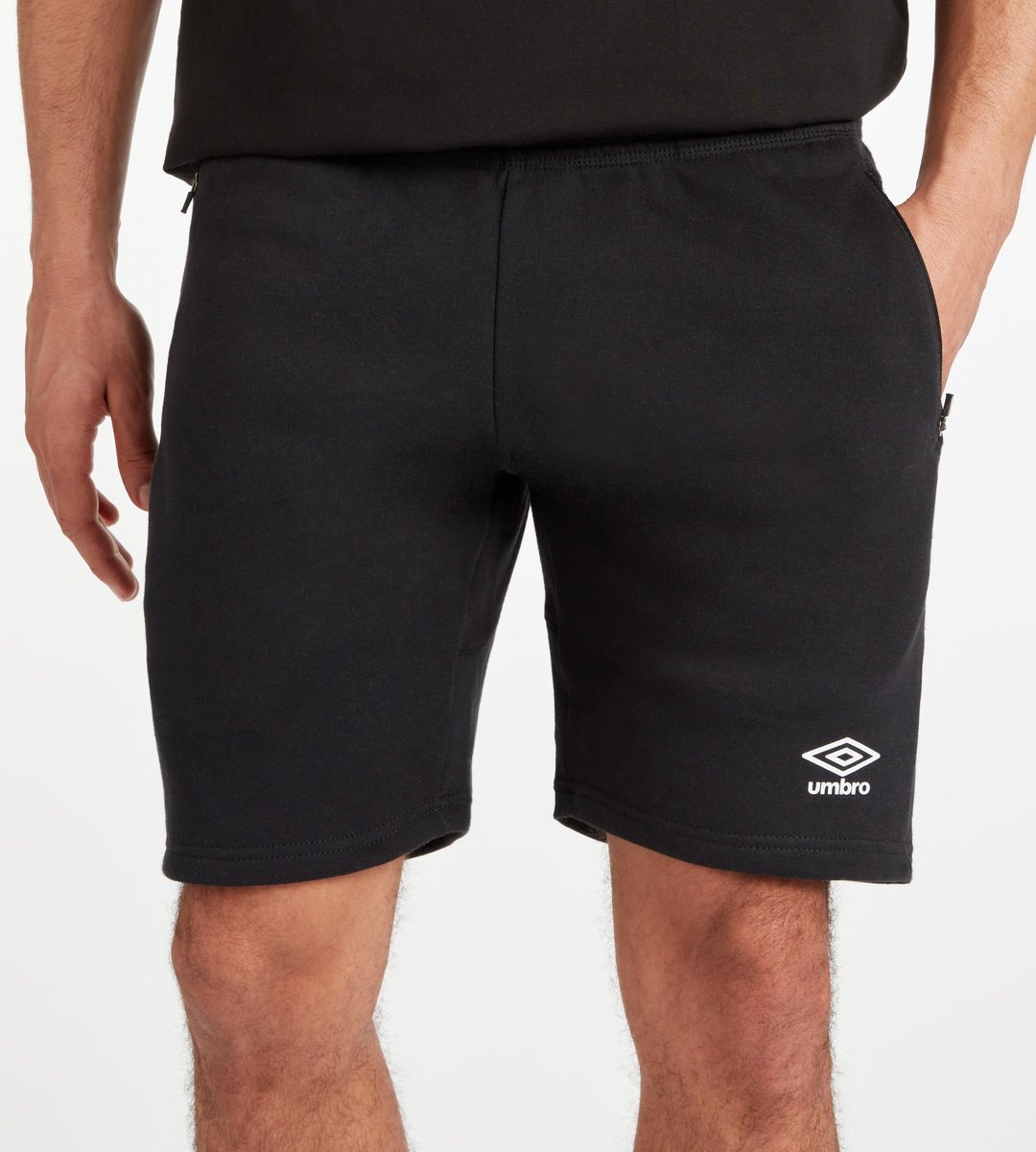 Black / White Men's Umbro Club Leisure Jog Short Shorts | CA-85419