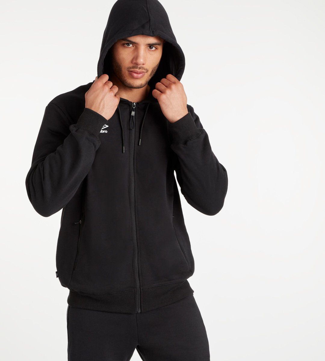 Black / White Men's Umbro Club Leisure ZT Hoodie Hoodies | CA-43796