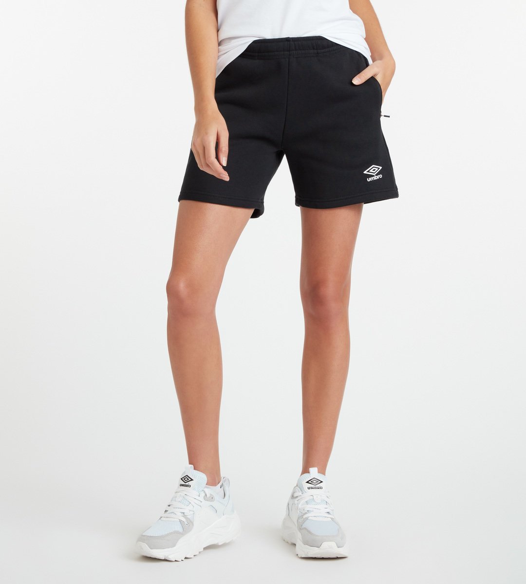 Black / White Women\'s Umbro Club Leisure Jog Short Shorts | CA-91592