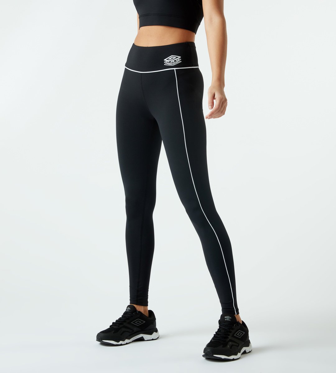 Black Women\'s Umbro Classic Statement PTF Gym Leggings Trousers | CA-60074