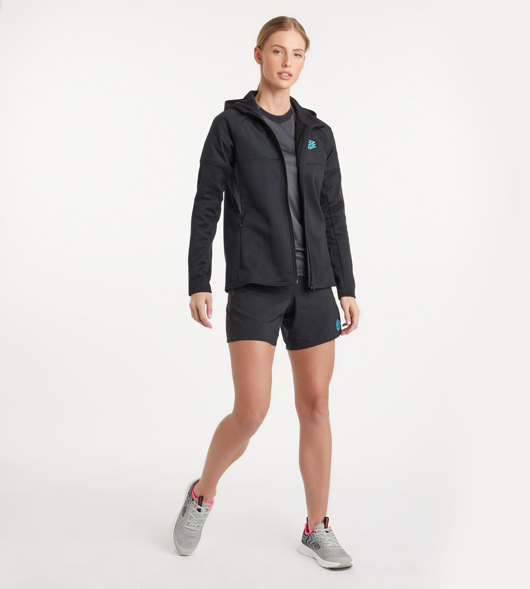 Black Women's Umbro PTF Full Zip Hoodie Sweaters | CA-41506