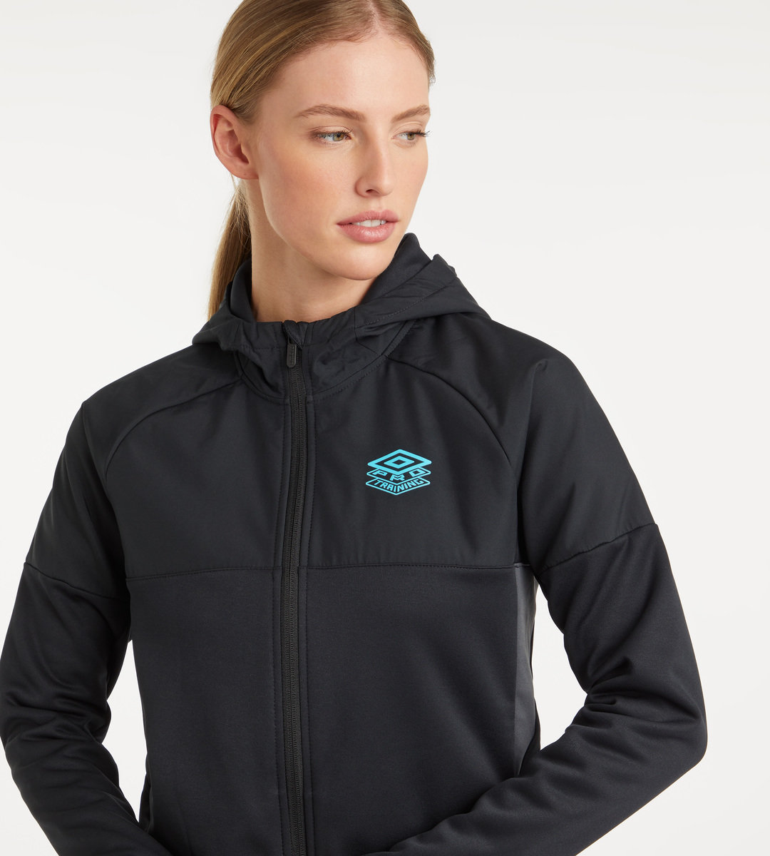 Black Women's Umbro PTF Full Zip Hoodie Sweaters | CA-41506