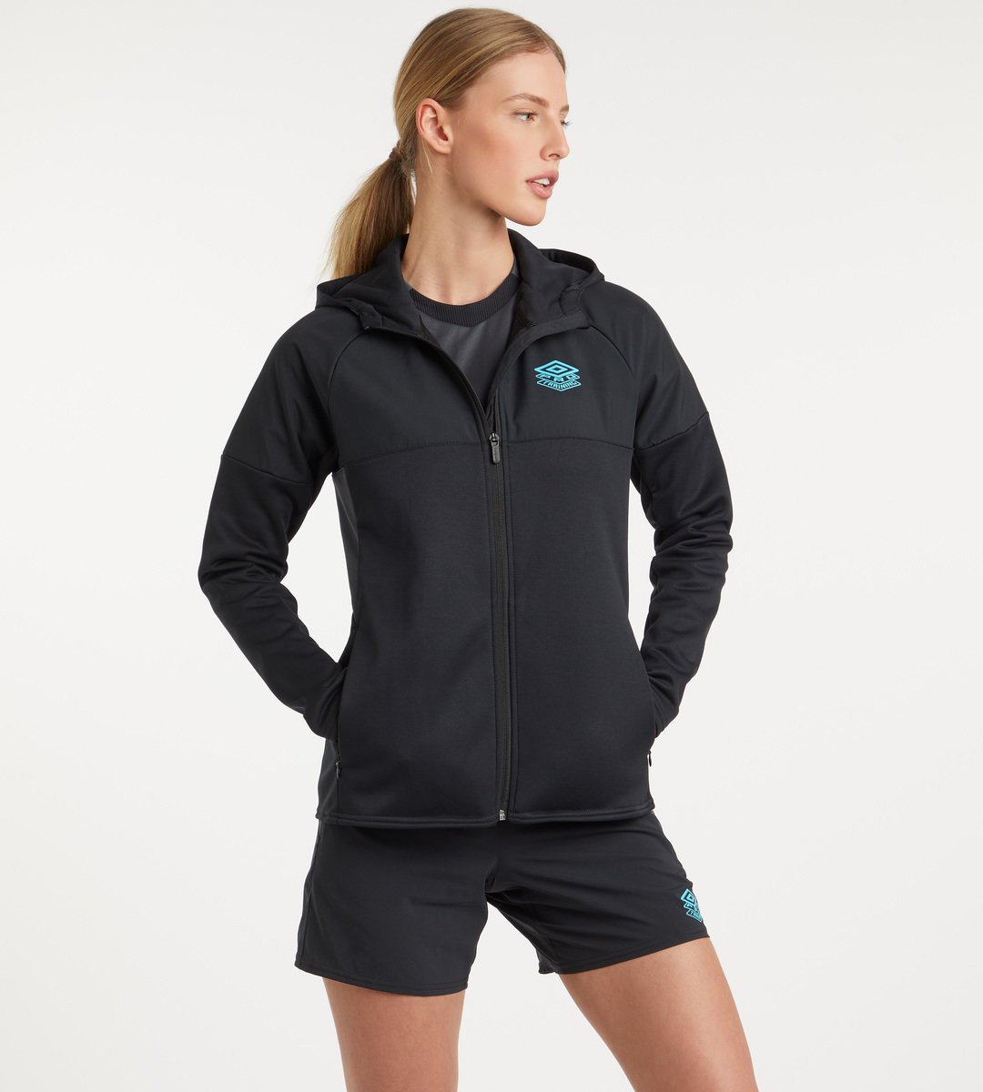 Black Women\'s Umbro PTF Full Zip Hoodie Sweaters | CA-41506