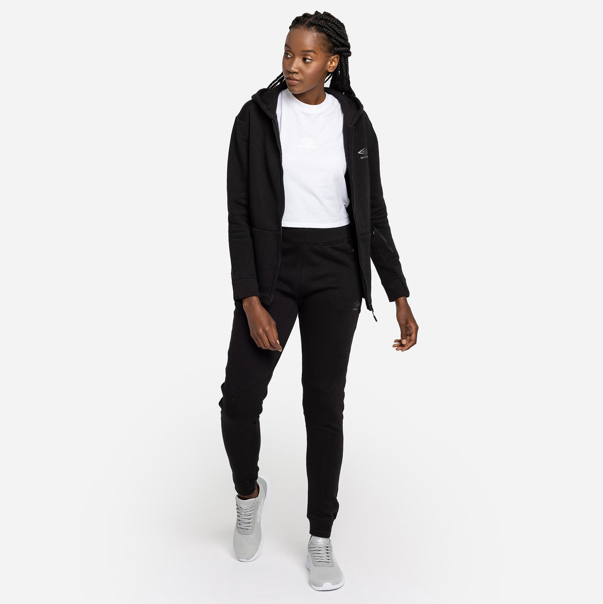 Black Women's Umbro Pro Fleece Elite Hooded Jacket Jackets | CA-10868