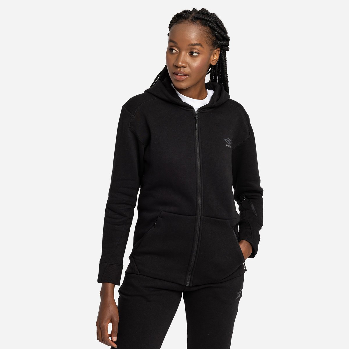 Black Women\'s Umbro Pro Fleece Elite Hooded Jacket Jackets | CA-10868