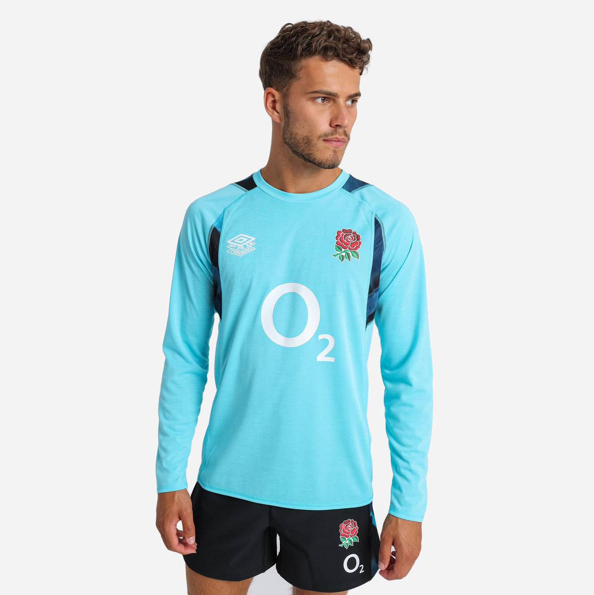 Blue / Black Umbro Teamwear - Umbro England Rugby Football 22/23 Relaxed Training Jersey LS Jersey | CA-98546