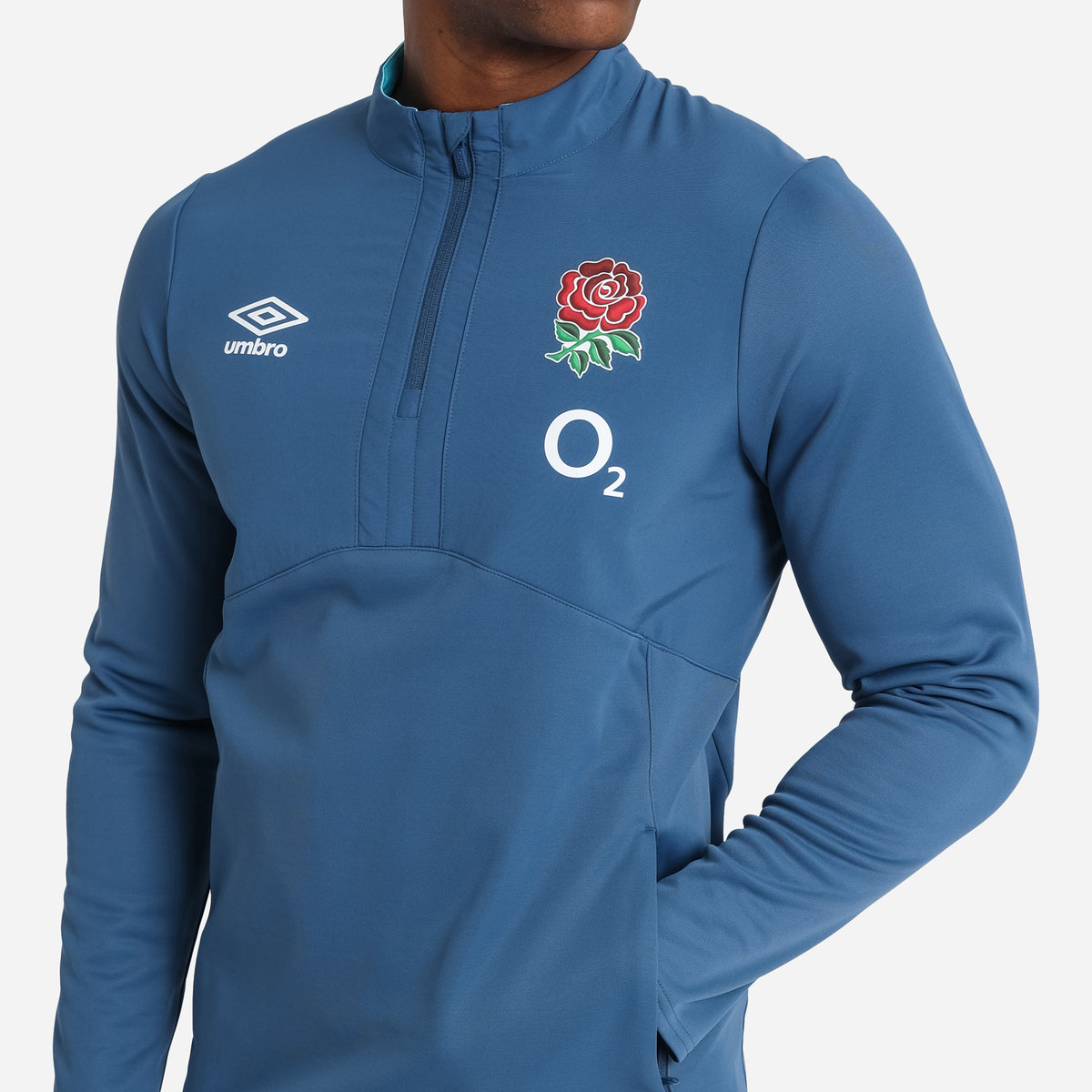 Blue Umbro Teamwear - Umbro England Rugby Football 22/23 Half Zip Fleece Sweats | CA-78934