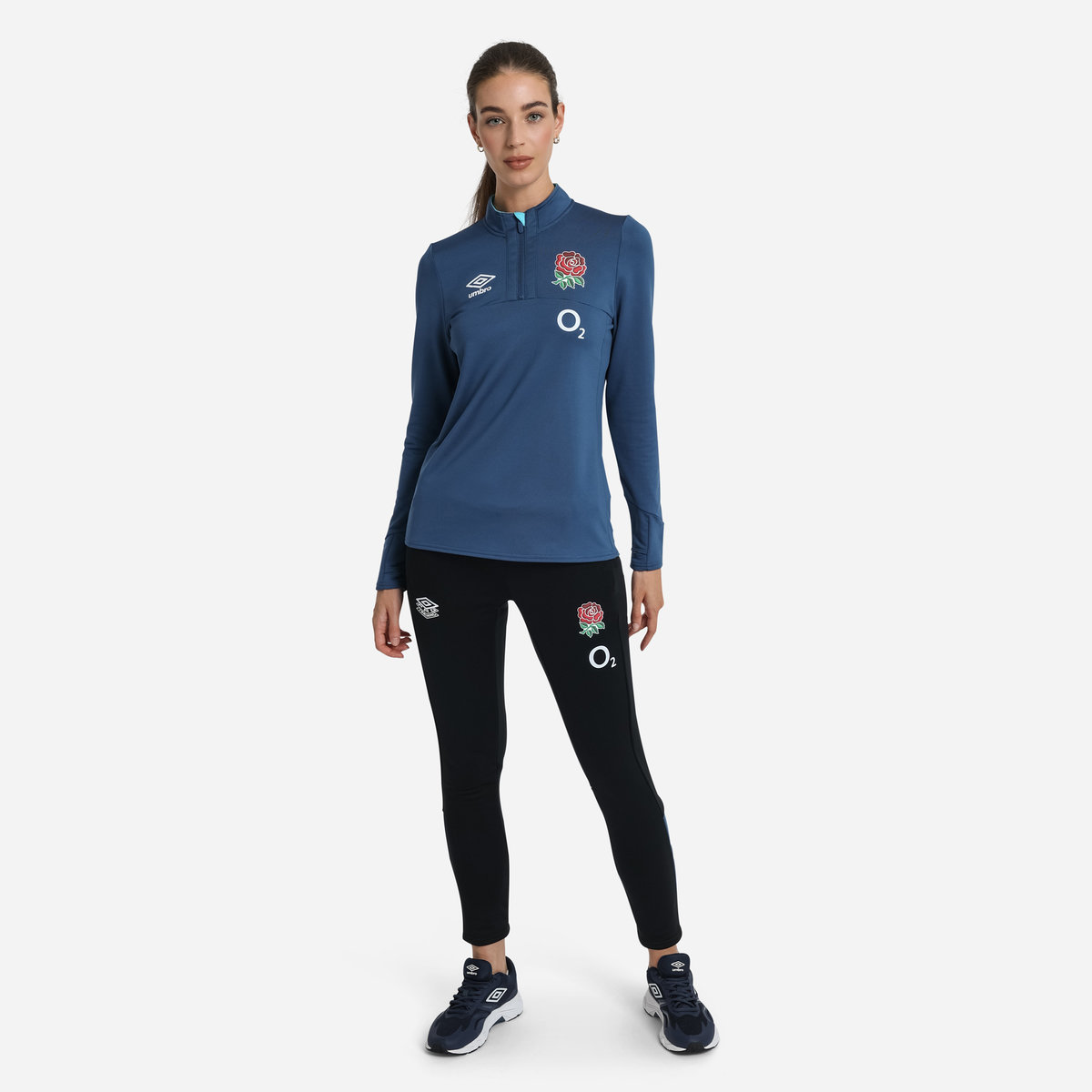 Blue Umbro Teamwear - Umbro England Rugby Football 22/23 Mid Layer Top Long Sleeve Tops | CA-15407