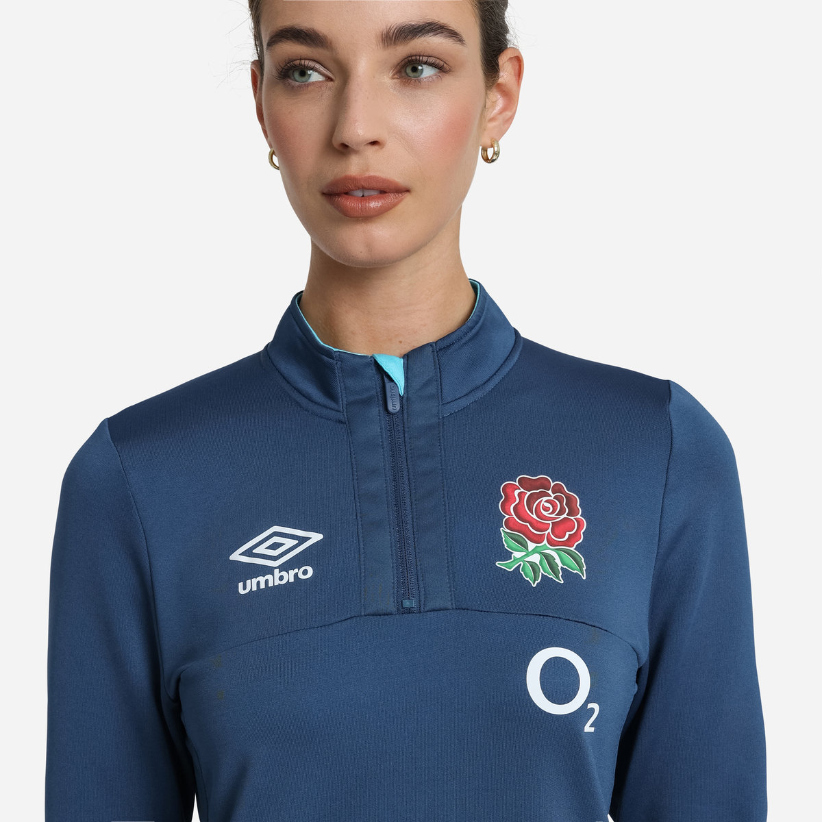 Blue Umbro Teamwear - Umbro England Rugby Football 22/23 Mid Layer Top Long Sleeve Tops | CA-15407