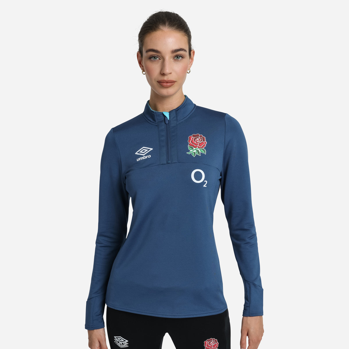 Blue Umbro Teamwear - Umbro England Rugby Football 22/23 Mid Layer Top Long Sleeve Tops | CA-15407