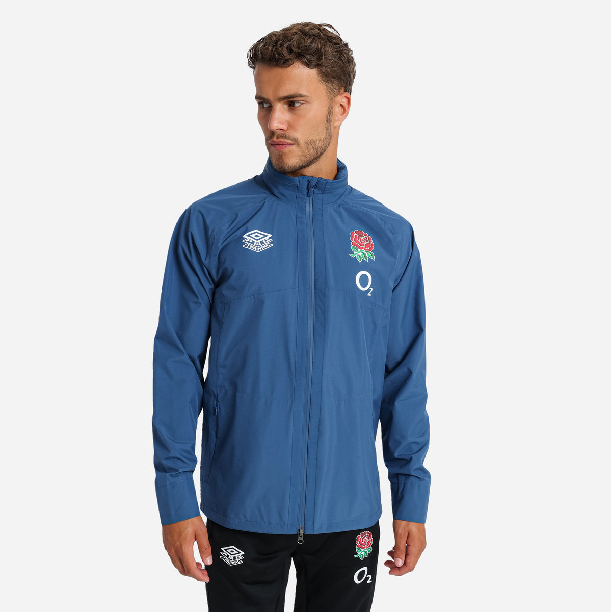 Blue Umbro Teamwear - Umbro England Rugby Football 22/23 Rain Jacket Jackets | CA-37449