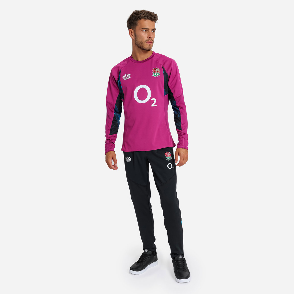 Burgundy / Blue / Black Umbro Teamwear - Umbro England Rugby Football 22/23 Drill Top Long Sleeve Tops | CA-47049