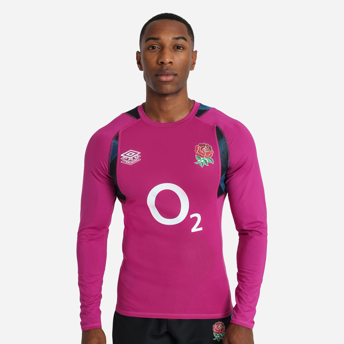 Burgundy / Blue / Black Umbro Teamwear - Umbro England Rugby Football 22/23 Training Jersey LS Jersey | CA-47917