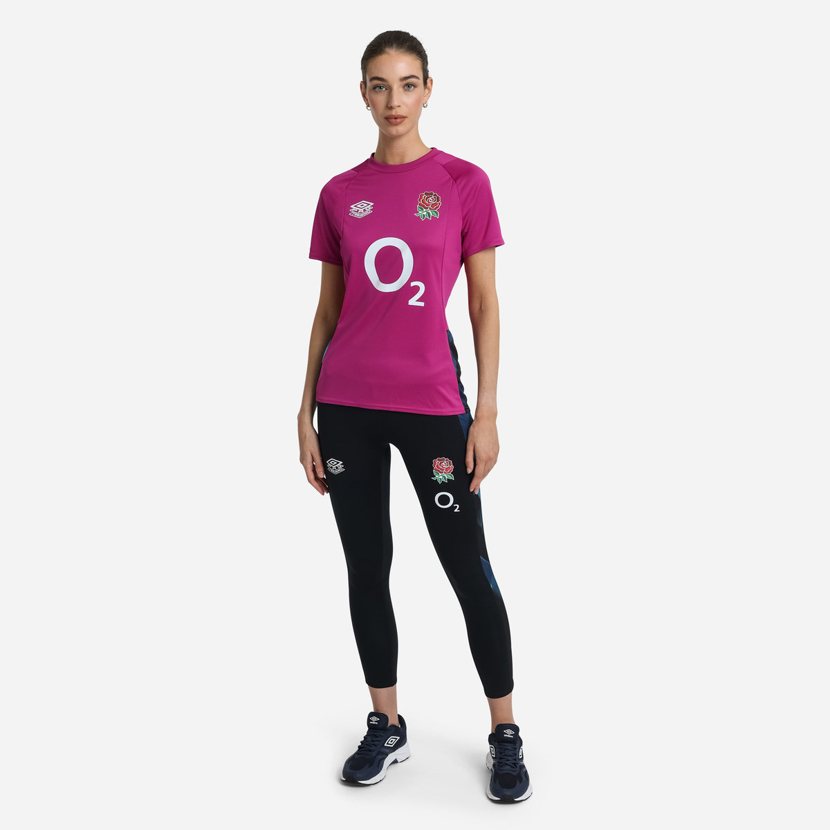 Burgundy / Blue / Black Umbro Teamwear - Umbro England Rugby Football 22/23 Gym Tee T Shirts | CA-48014