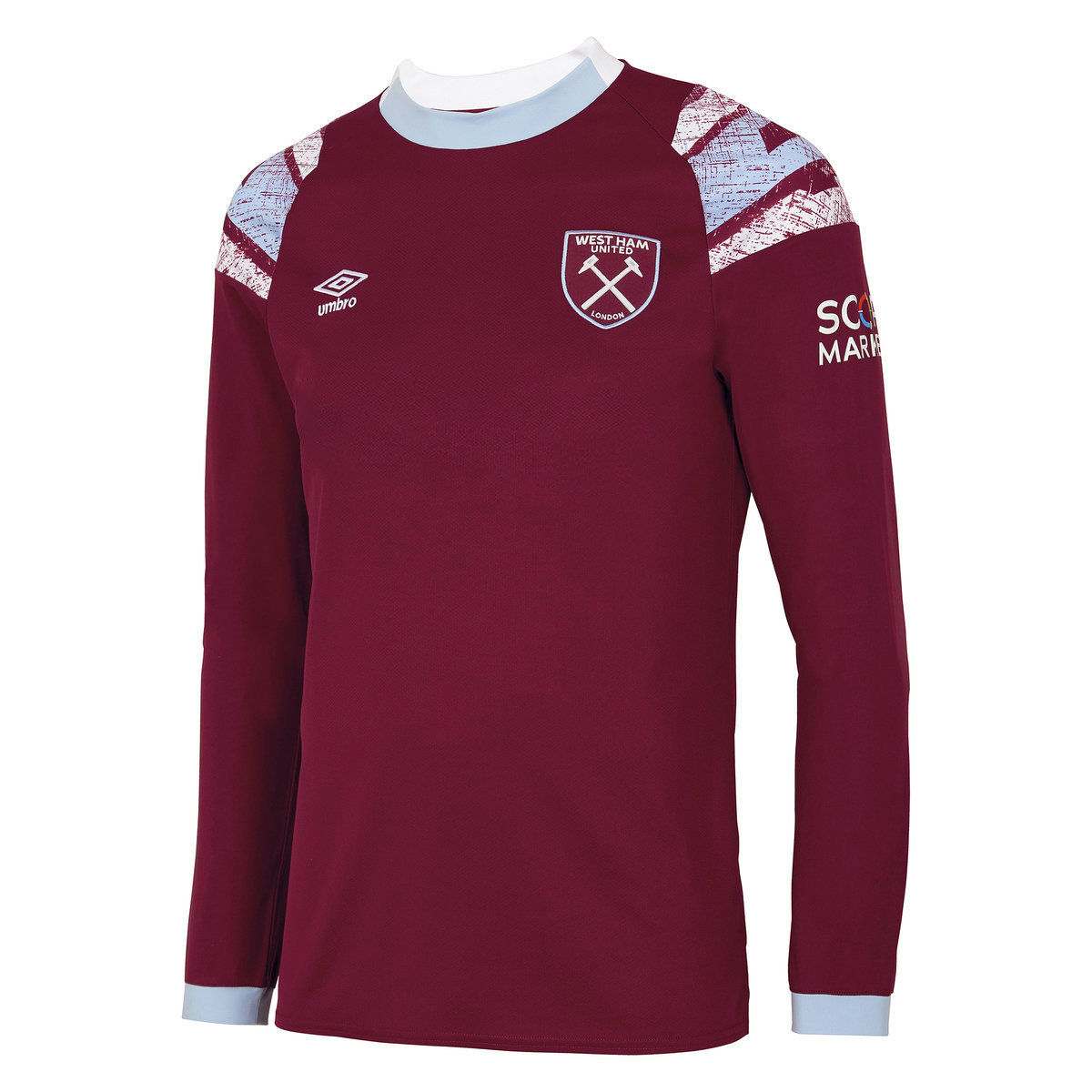 Dark Red / Blue Umbro Football West Ham Utd 22/23 Home Long Sleeve Jersey Jersey | CA-44151