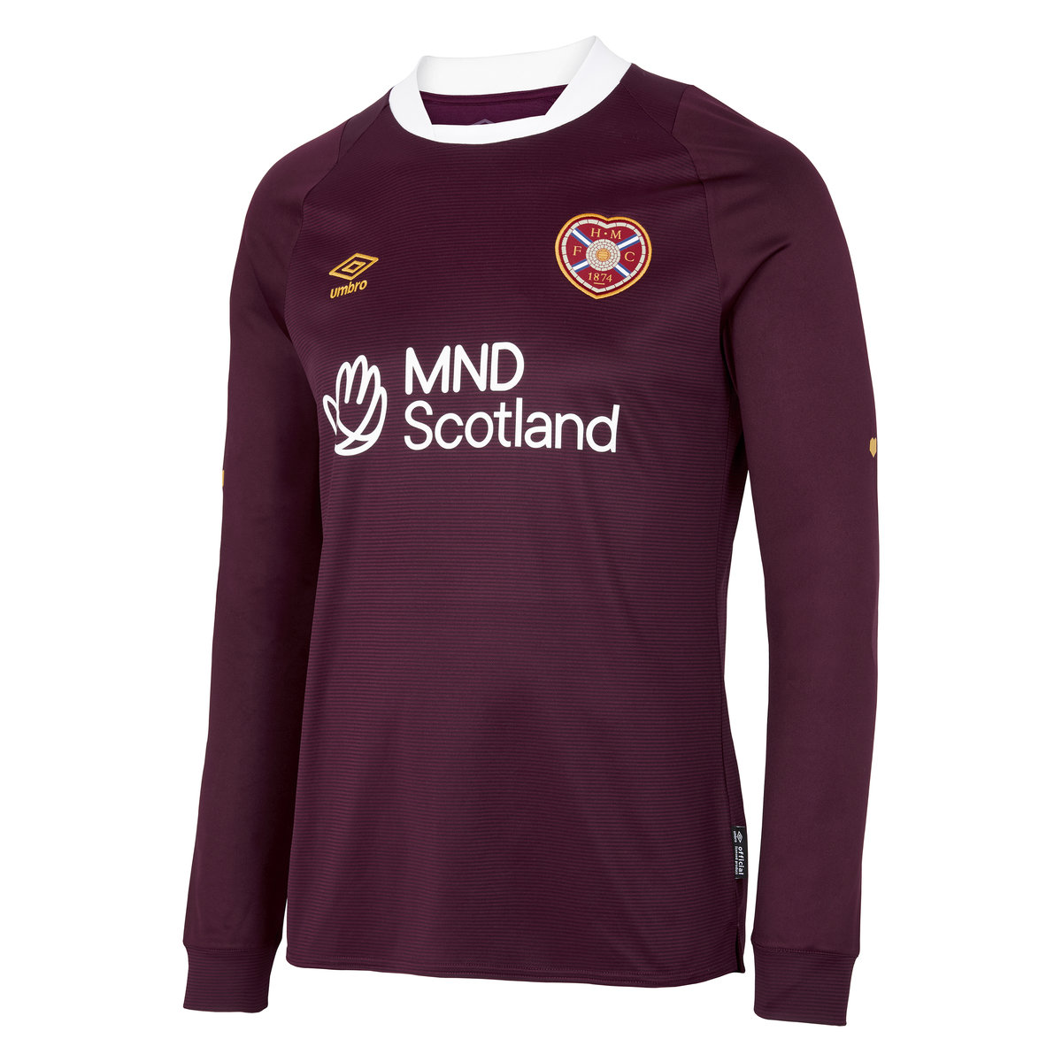 Dark Red Umbro Football Heart Of Midlothian F.c. 22/23 Home Jersey LS Jersey | CA-48950