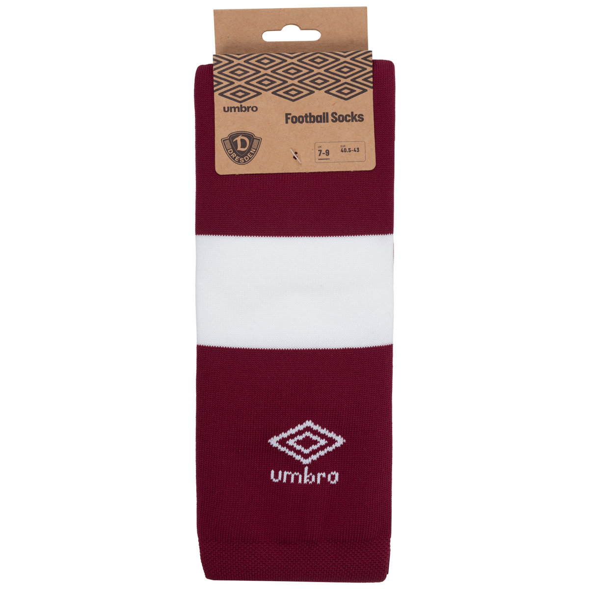 Dark Red / White Umbro Teamwear - Umbro Dynamo Dresden Football 22/23 Third Sock Football Socks | CA-10088