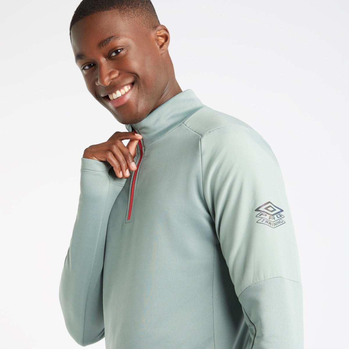 Green Men's Umbro Pro Training Hybrid Half Zip Top Tops | CA-09751