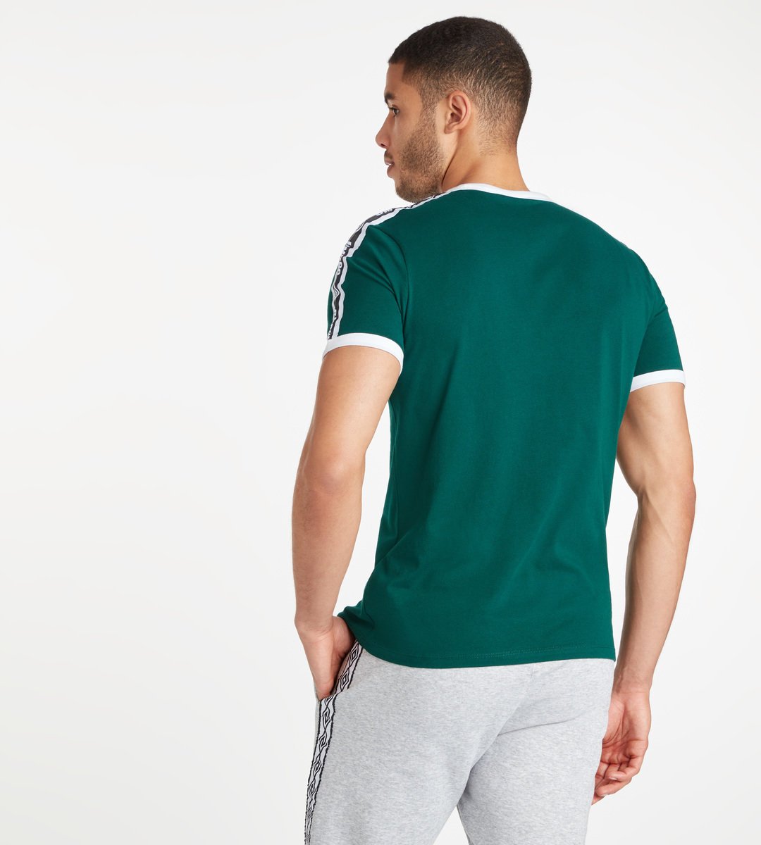 Green / White Men's Umbro Ringer Tee T Shirts | CA-21823