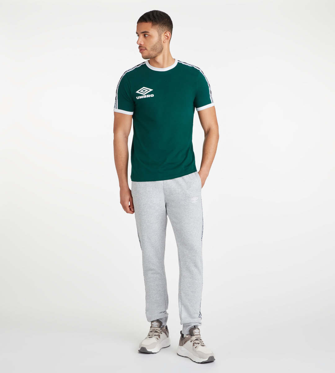 Green / White Men's Umbro Ringer Tee T Shirts | CA-21823