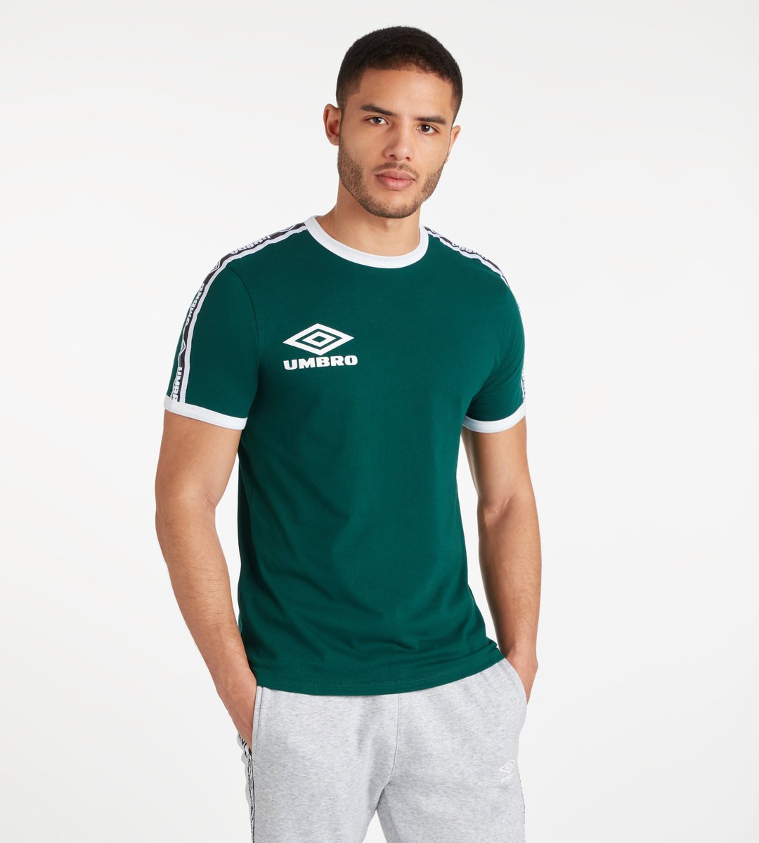 Green / White Men\'s Umbro Ringer Tee T Shirts | CA-21823