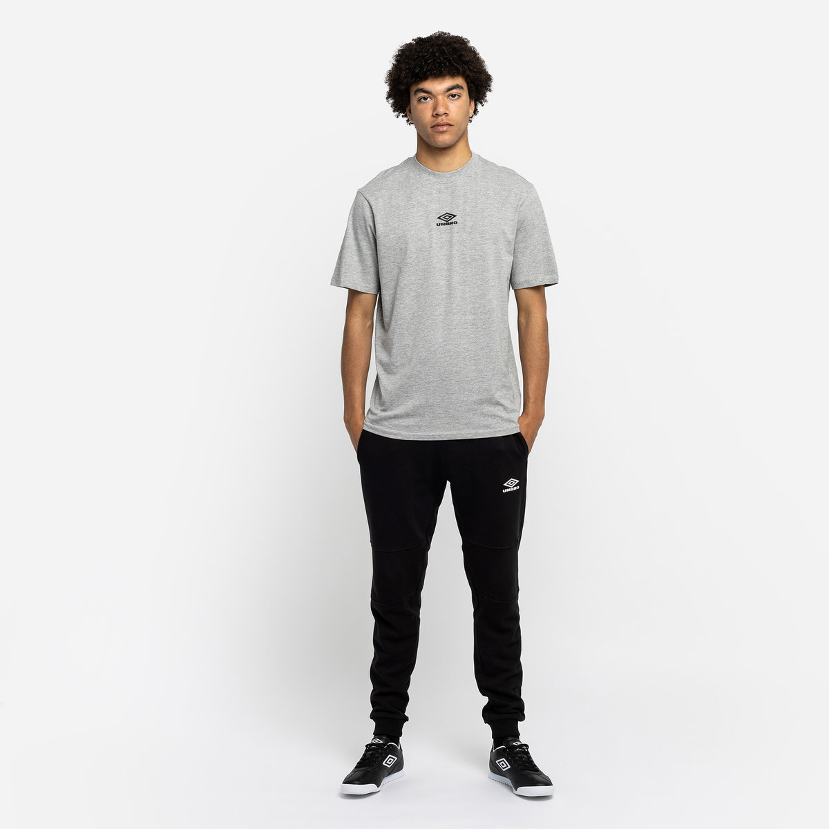 Grey / Black Men's Umbro Diamond Small Logo Tee T Shirts | CA-21285