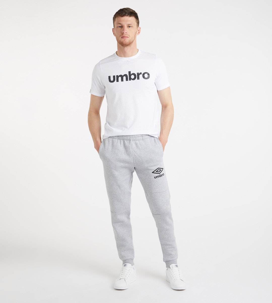 Grey / Black Men's Umbro Style Skinny Jogpant Trousers | CA-92196