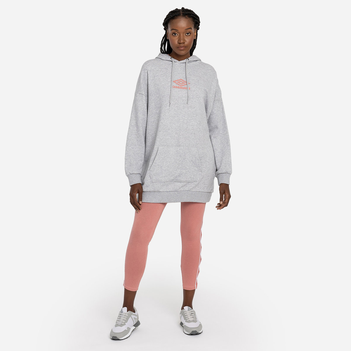 Grey / Rose Women's Umbro Diamond Oversized Oh Hood Hoodies | CA-61066