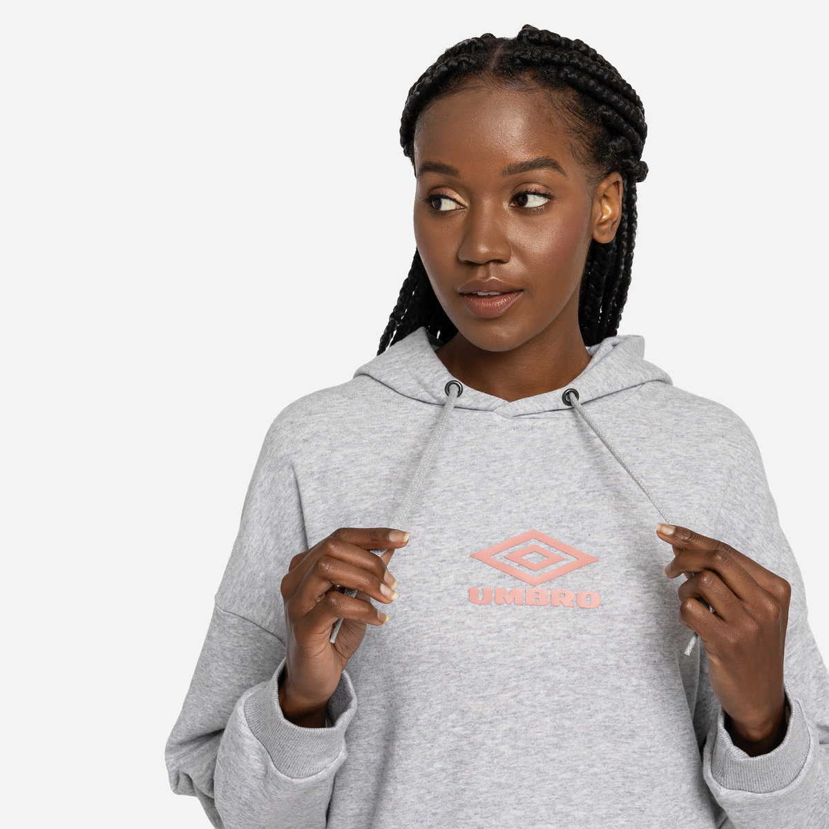 Grey / Rose Women's Umbro Diamond Oversized Oh Hood Hoodies | CA-61066