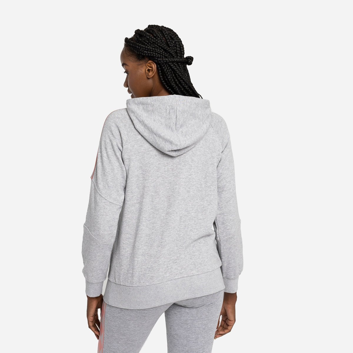 Grey / Rose Women's Umbro Diamond Taped 1/2 Zip Oh Hood Hoodies | CA-68576