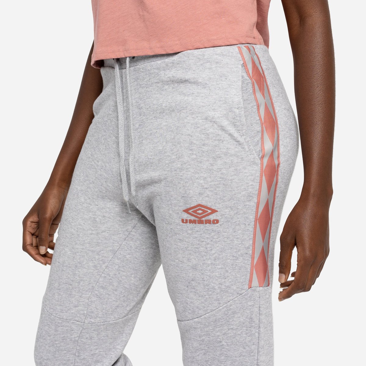 Grey / Rose Women's Umbro Diamond Taped Jog Pant Trousers | CA-93955