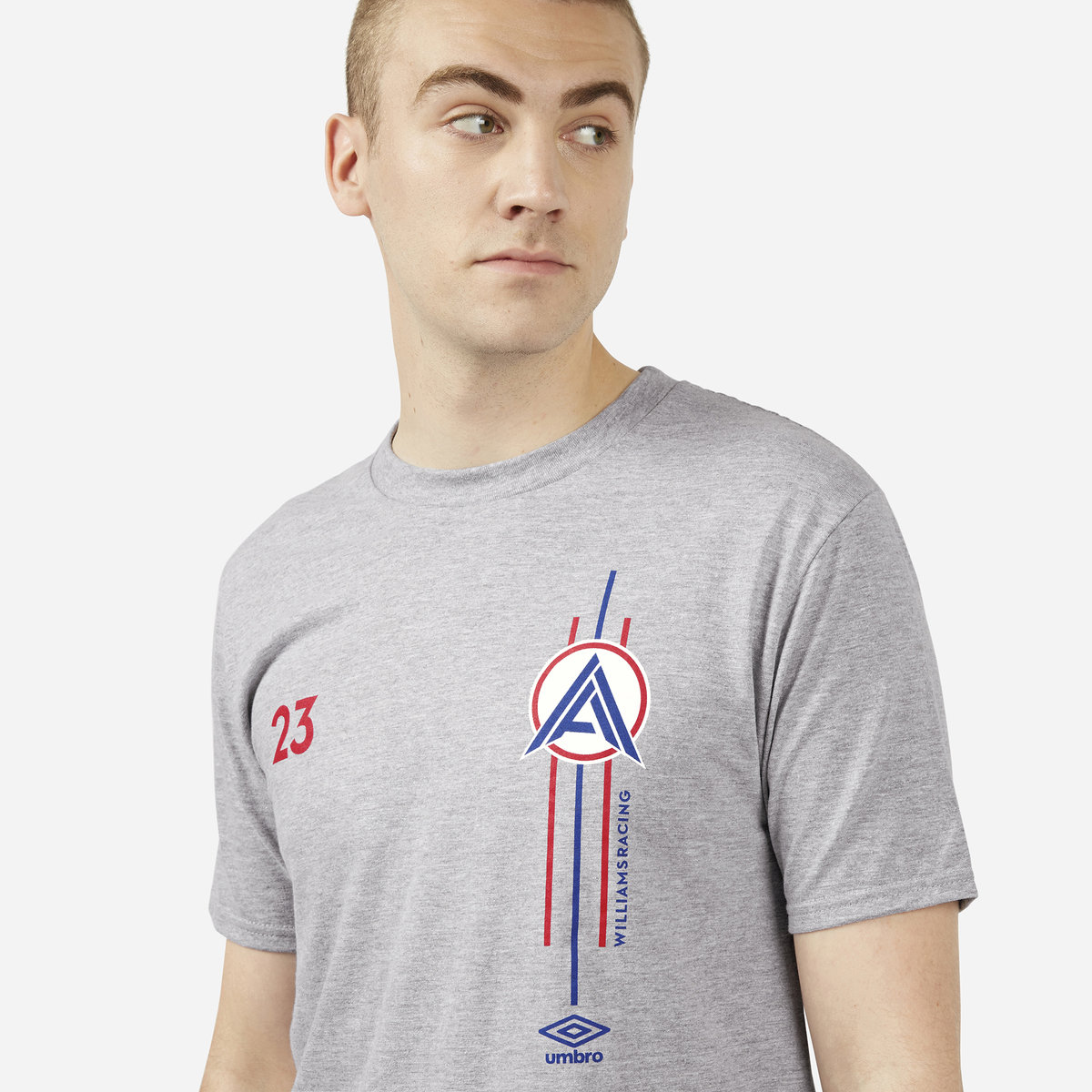 Grey Umbro Football Alex Albon - Double Chest Call Out - Williams Racing Tee T Shirts | CA-72363