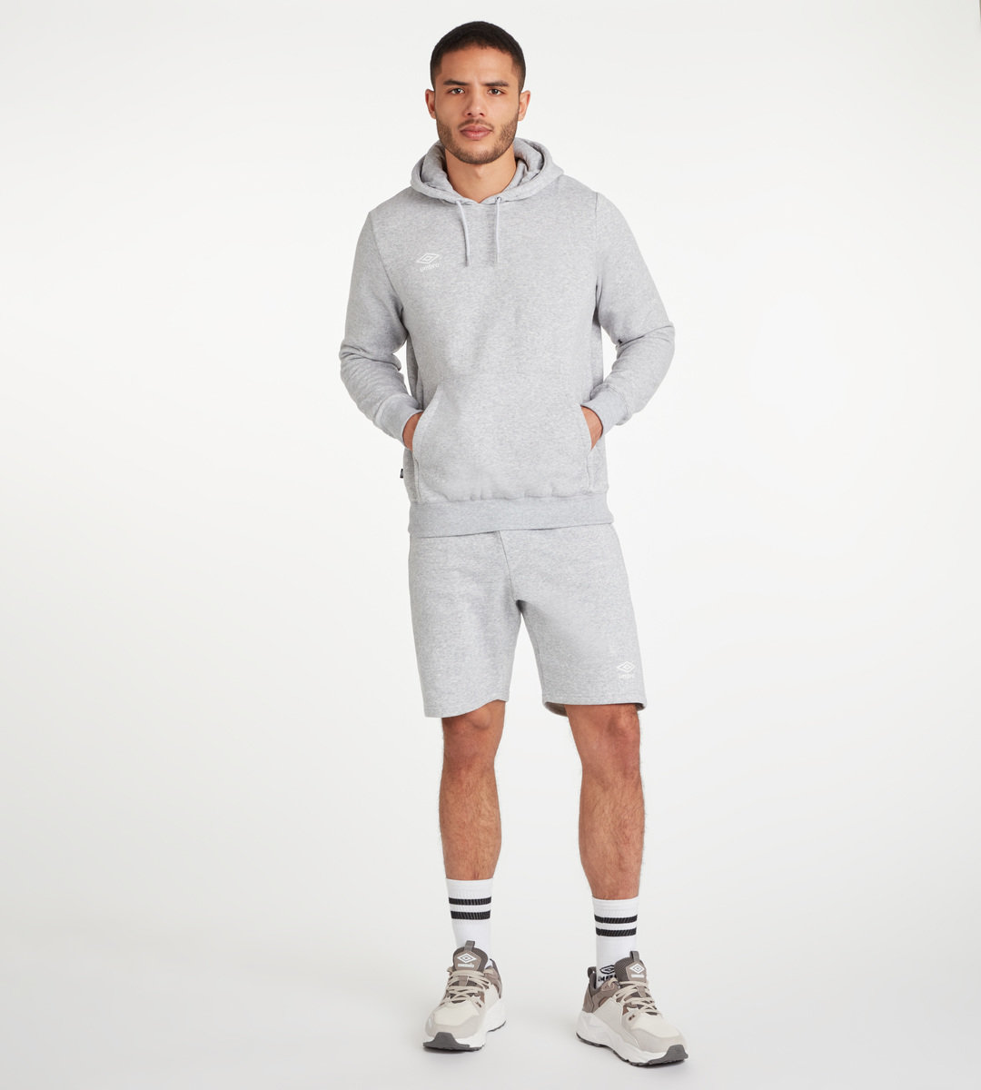 Grey / White Men's Umbro Club Leisure Hoody Hoodies | CA-14749