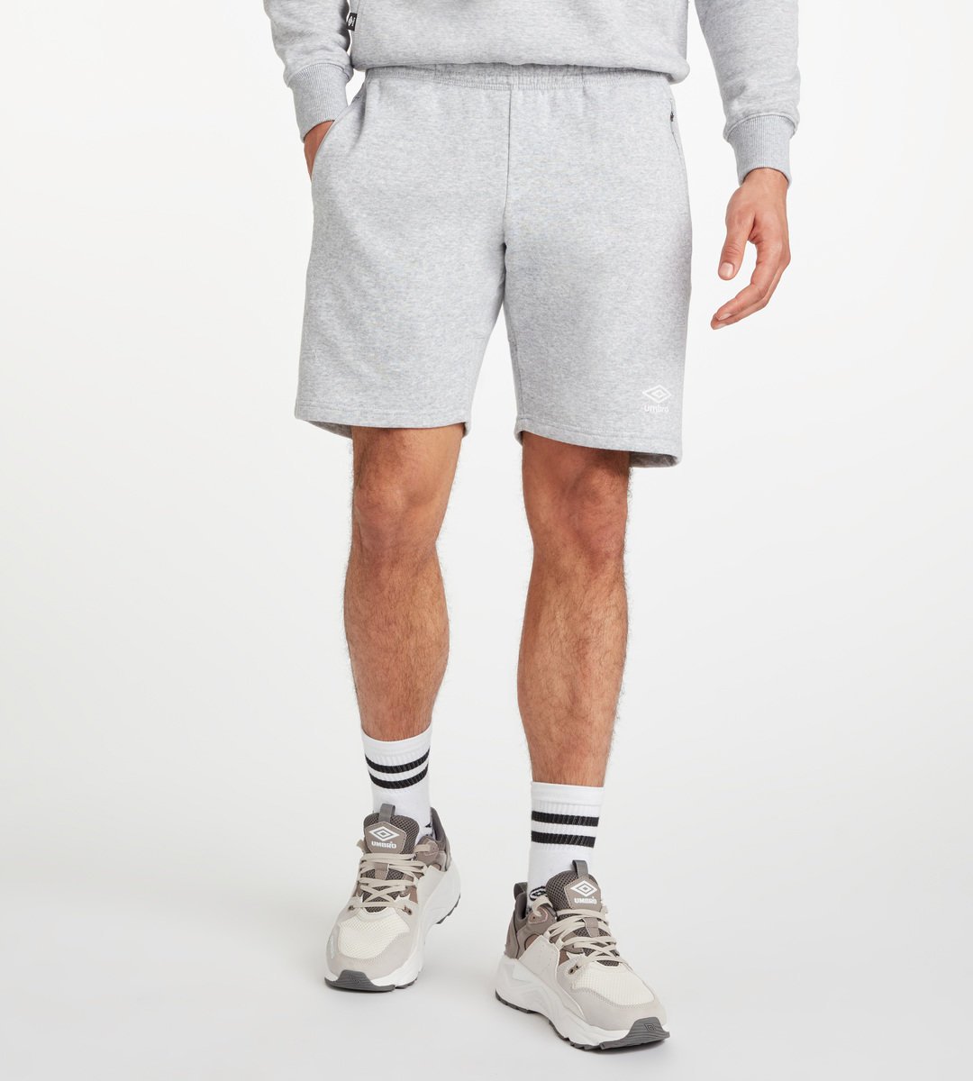 Grey / White Men\'s Umbro Club Leisure Jog Short Shorts | CA-12971