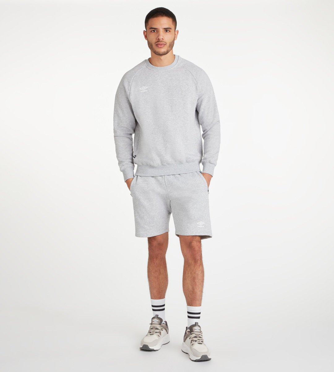 Grey / White Men's Umbro Club Leisure Sweat Sweatshirts | CA-71123