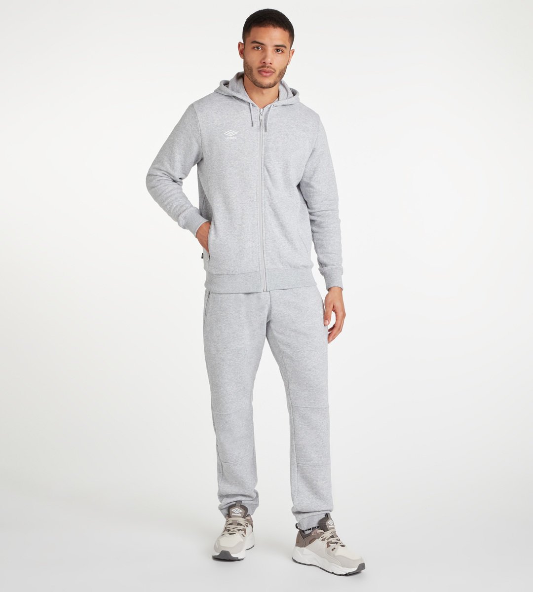 Grey / White Men's Umbro Club Leisure ZT Hoodie Hoodies | CA-42753