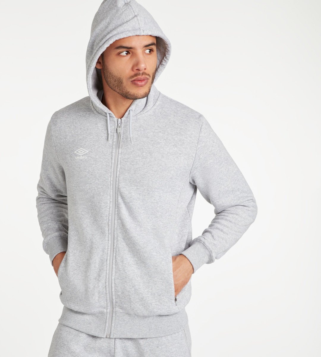 Grey / White Men's Umbro Club Leisure ZT Hoodie Hoodies | CA-42753