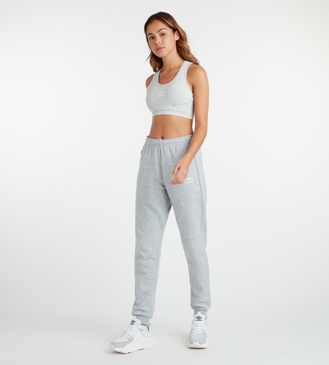 Grey / White Women's Umbro Club Leisure Jogpant Trousers | CA-08634