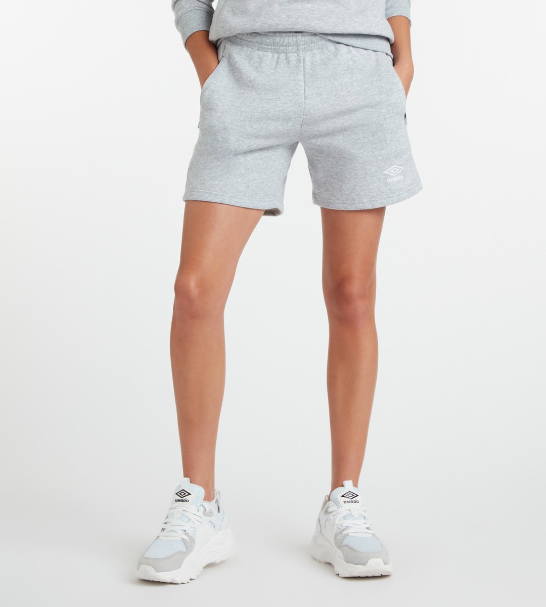 Grey / White Women\'s Umbro Club Leisure Jog Short Shorts | CA-58251