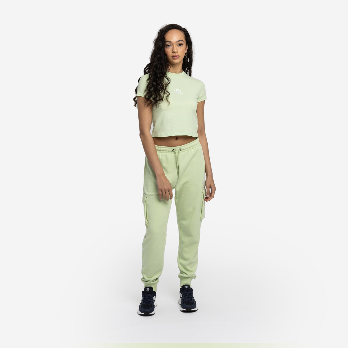 Light Green / White Women's Umbro Diamond Fitted Crop Tee Crop Tops | CA-51192