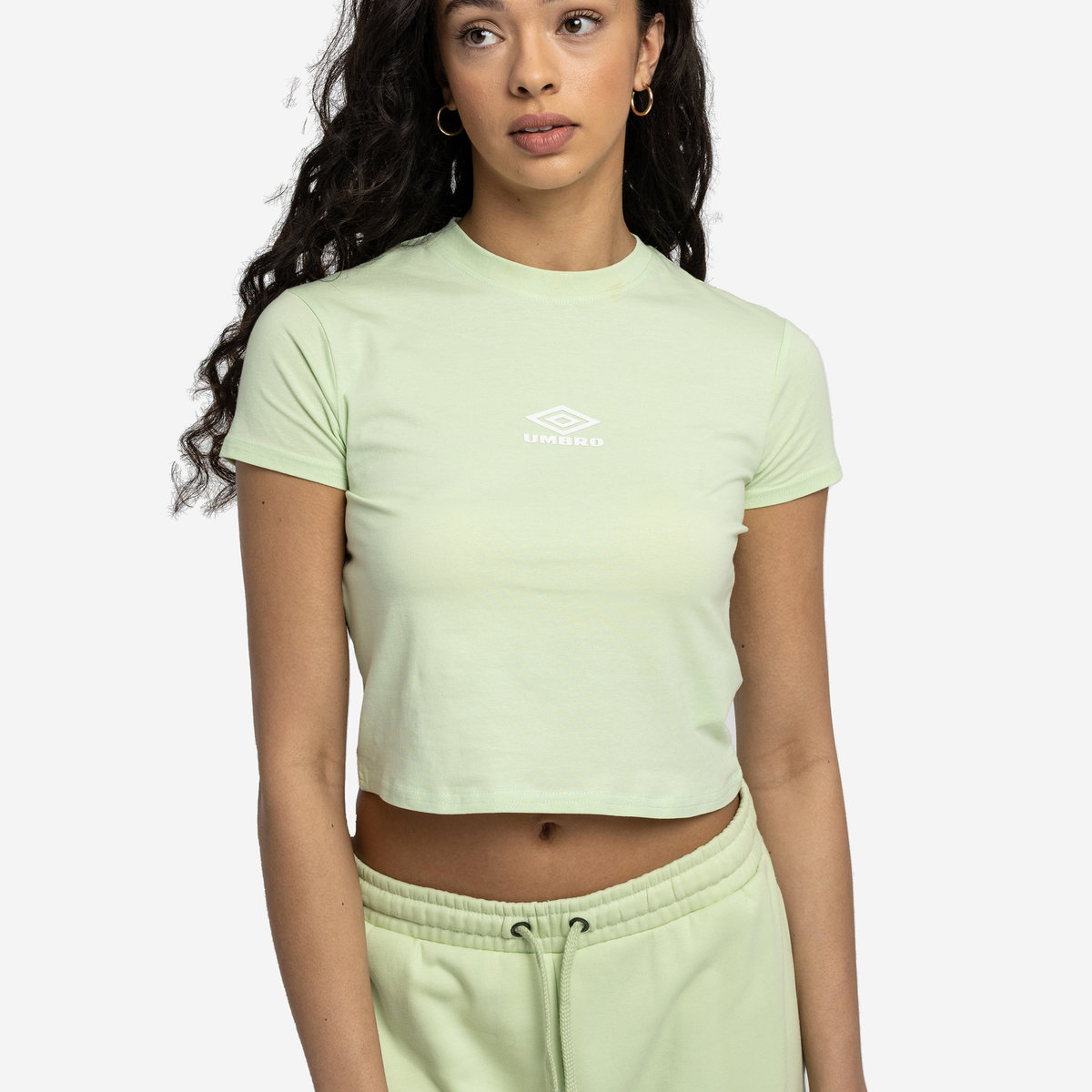 Light Green / White Women's Umbro Diamond Fitted Crop Tee Crop Tops | CA-51192