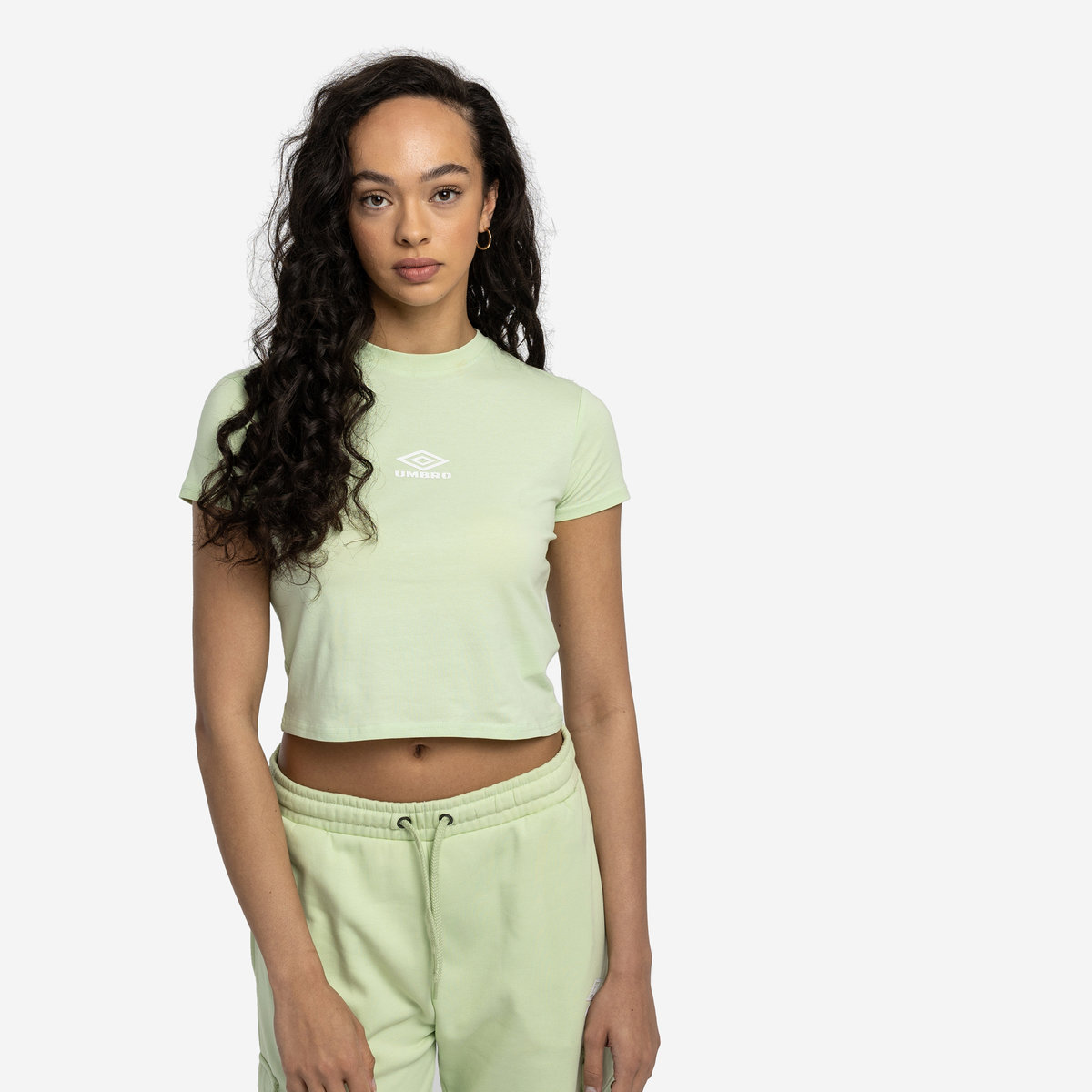 Light Green / White Women\'s Umbro Diamond Fitted Crop Tee Crop Tops | CA-51192