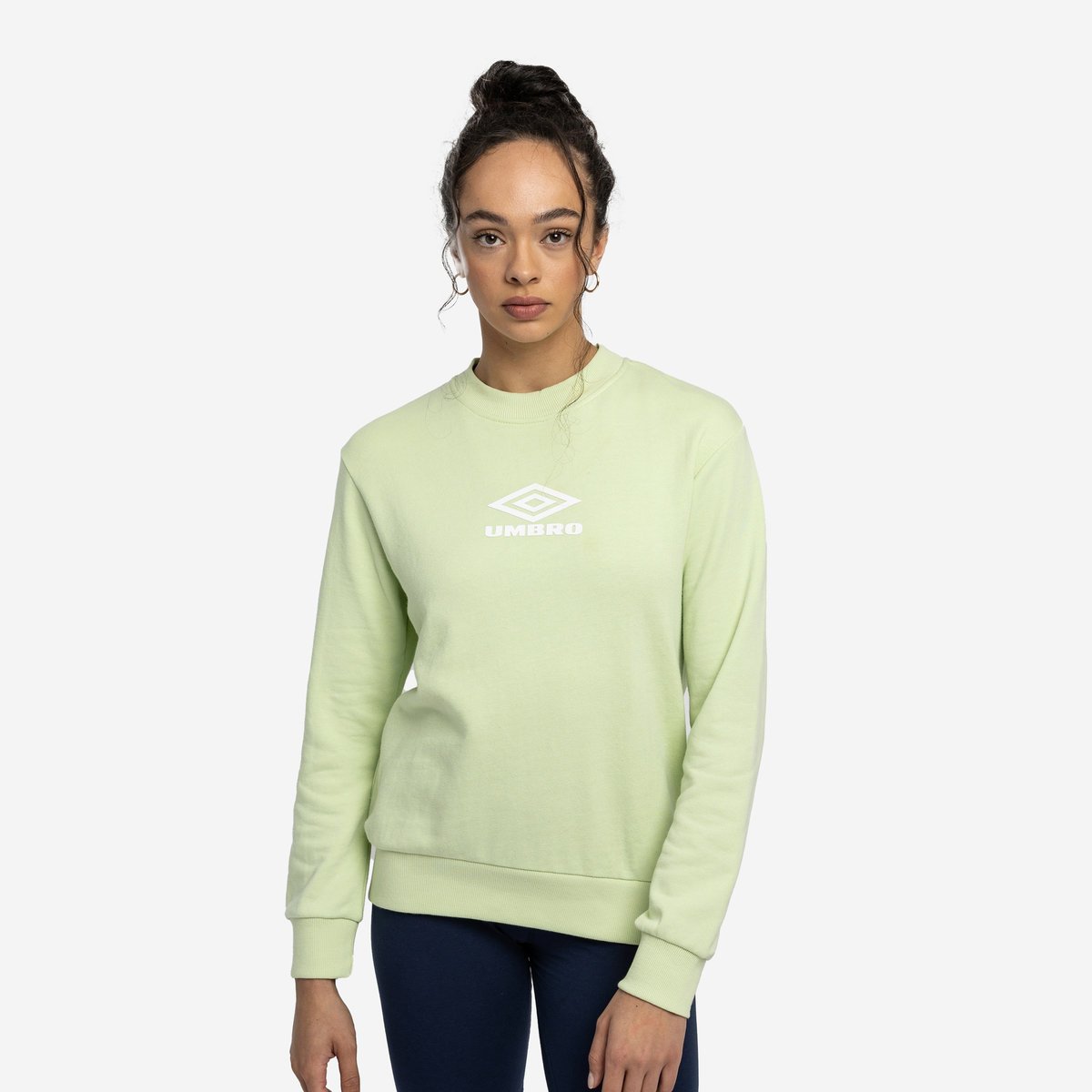 Light Green / White Women\'s Umbro Diamond Crew Sweat Sweatshirts | CA-56594