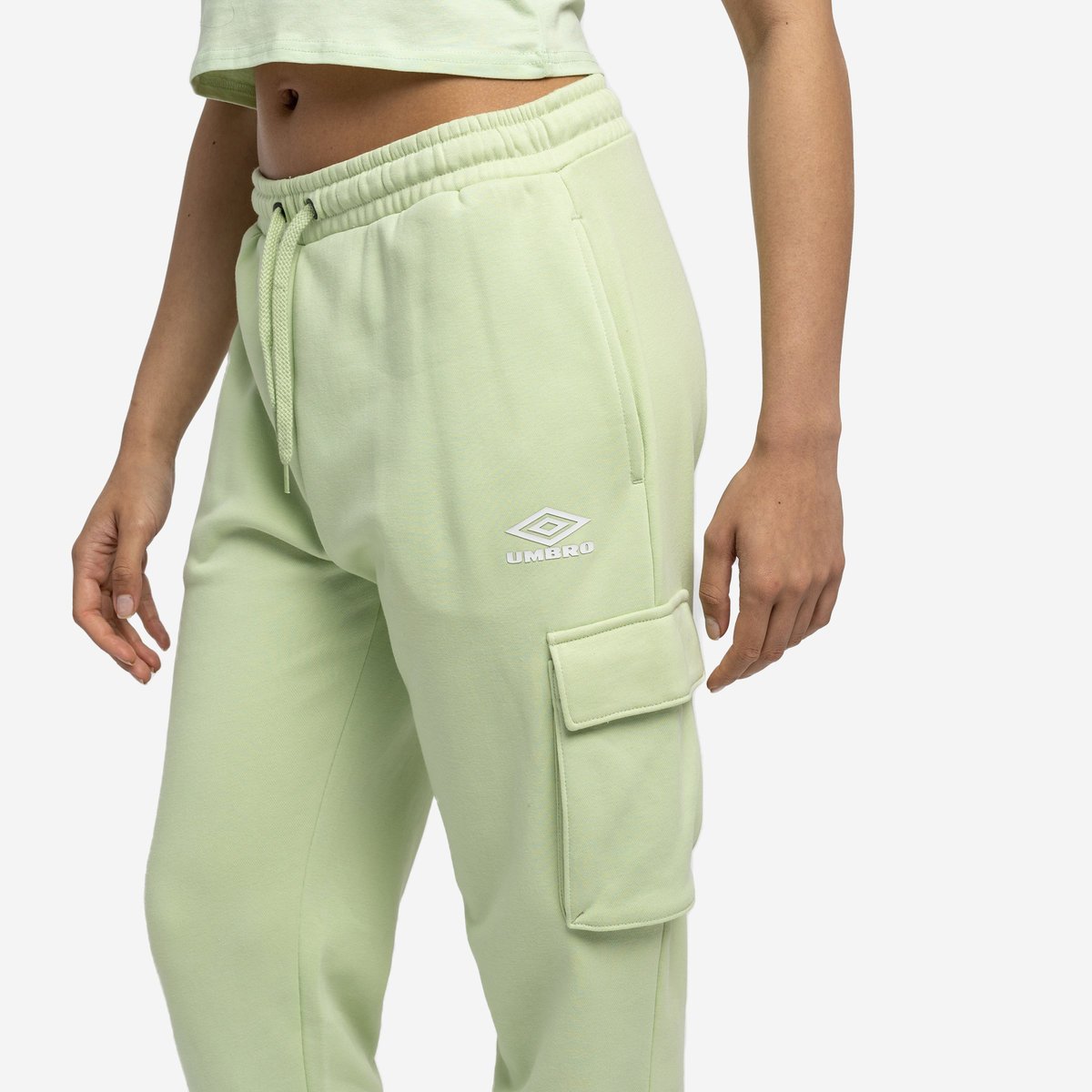 Light Green / White Women's Umbro Diamond Utility Pocket Jog Pant Trousers | CA-68132