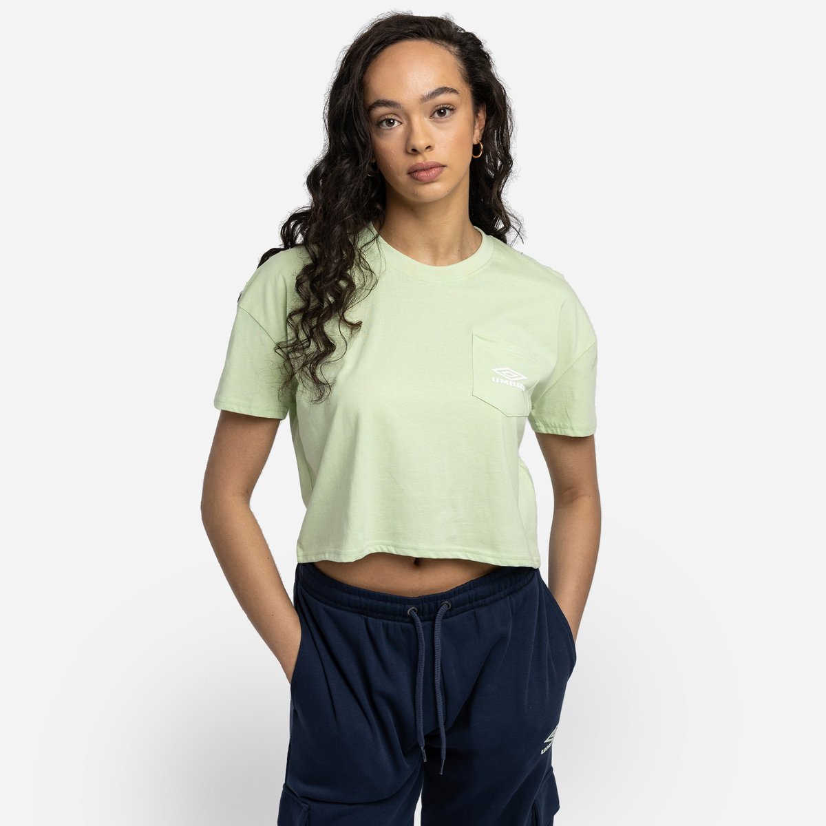 Light Green / White Women\'s Umbro Diamond Crop Tee Crop Tops | CA-77528