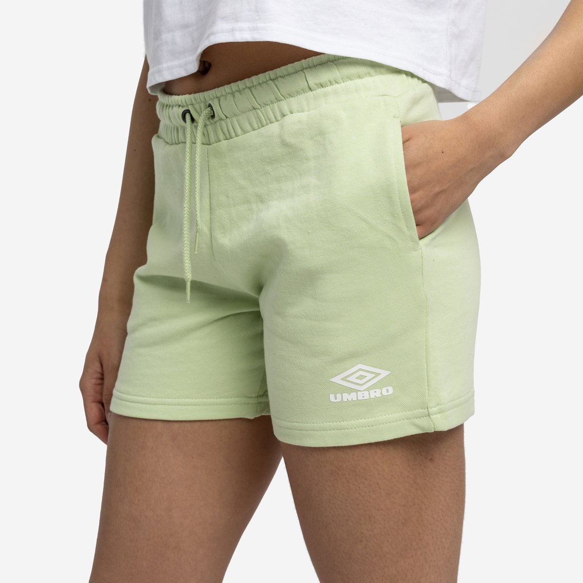 Light Green / White Women's Umbro Diamond Jog Short Shorts | CA-81295