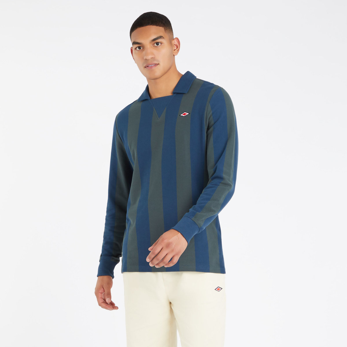 Light Grey / Blue Men\'s Umbro Long Sleeve Stripe Jersey Tops | CA-78425