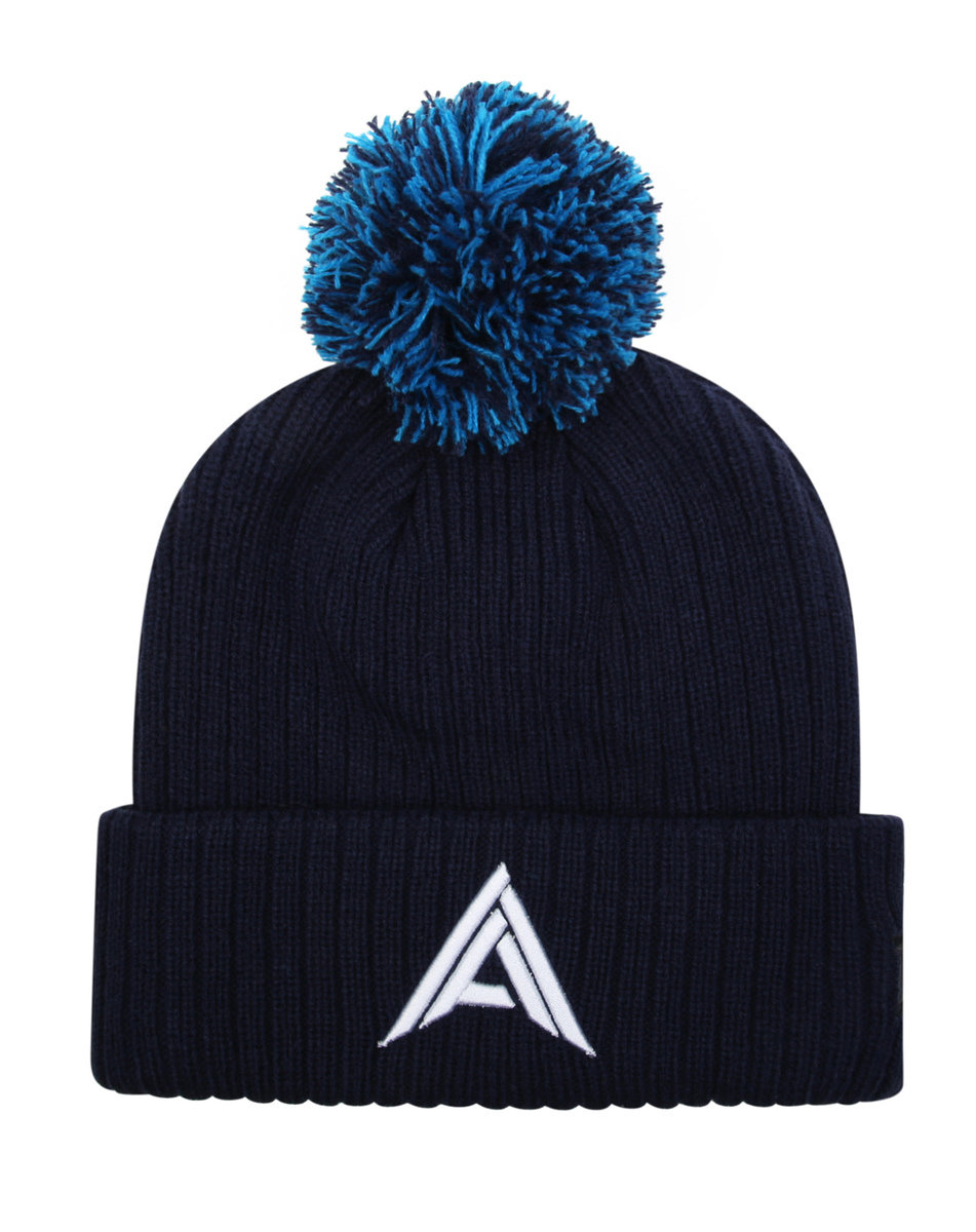 Navy / Blue Umbro Football Williams Albon Bobble Beanie Hats | CA-85991